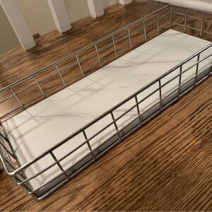 Grey & White Marble Bathroom cup and holder tray